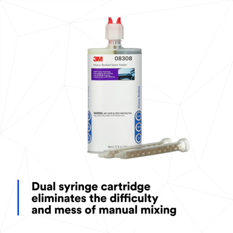 Heavy Bodied Auto Seam Sealer Two Part Epoxy Self Mixing Car Body Sealant Black 200 Ml Cartridge With Metered Mixing For OEM Style Seals Non Flowing Formula That Lets You Tool It Easily On Vertical Or Horizontal Joints