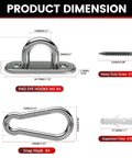 Tough As Nails Heavy Duty 304 Stainless Steel Pad Eye Snap Hooks For Ceiling Mounts M5 Threading dimensions and components