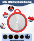 Tough As Nails Silicone Saw Blade Protector Sleeve For 10 Inch Circular Blades, red sleeve with handle, fits snugly over saw blade.
