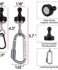 Heavy Duty Magnetic Hook Set For Canopies And Tents With Carabiner Hangers Neodymium Magnets 11 lbs load details