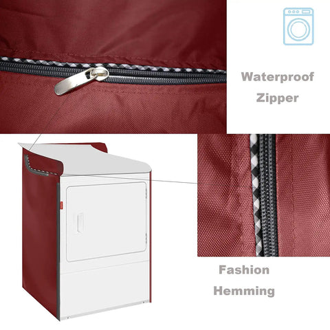Two Pack Waterproof Washer And Dryer Covers With Zipper For Front Load And Top Load Machines Red Durable Fabric All Weather Protection