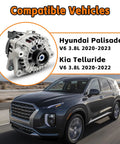 Beefed-Up Alternator 180 Amp 13.5V High Output CW Rotation Replacement For Hyundai Palisade 2020 2021 2022 2023 3.8L And Kia Telluride 2020 2021 2022 3.8L Replaces 37300-3L060 373003L060 2722099 601-10129