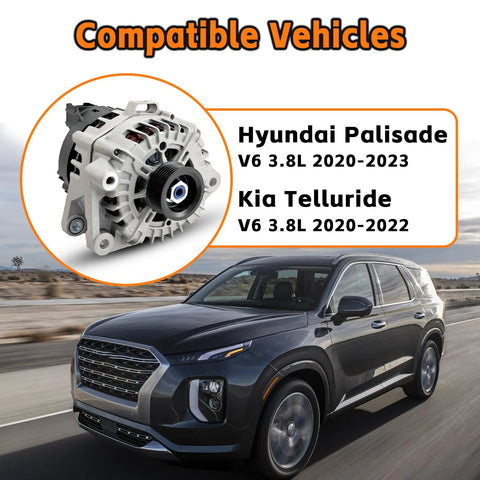Beefed-Up Alternator 180 Amp 13.5V High Output CW Rotation Replacement For Hyundai Palisade 2020 2021 2022 2023 3.8L And Kia Telluride 2020 2021 2022 3.8L Replaces 37300-3L060 373003L060 2722099 601-10129