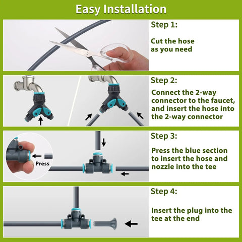 98 Feet Of 1/4 Inch Quick Connect Drip Irrigation Kit With 16 Adjustable Spray Nozzles installation guide.