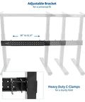 Rock Solid Universal Steel Desk Stabilizer Bar Clamp On That Stops Side To Side Wobble For Sit To Stand Desks Expands From 36 To 61.6 Inches with C-clamps on desk frame