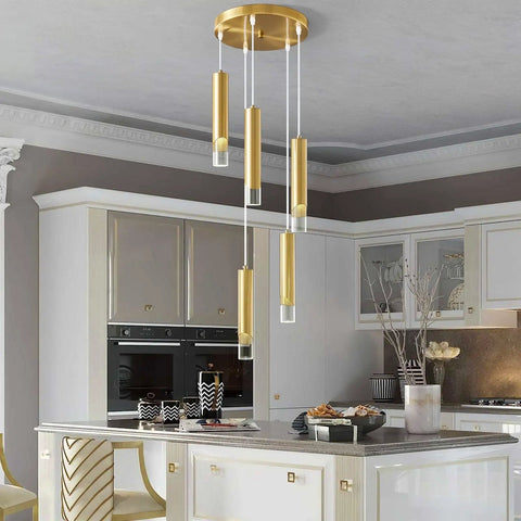 Gold Modern Mini Pendant Lights 3 Pack for Kitchen Island and Bedroom Industrial Ceiling Fixtures with Metal Rods