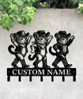 Personalized Western Cowboy Key Holder With Custom Name Engraving Metal Iron Wall Hook decorative cats design