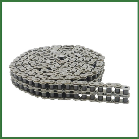 Heavy Duty 60-2 Double Row Roller Chain Kit Fits Industrial Machinery And Food Processing Plus Textile Equipment Easy Install With Connecting Links coiled on white