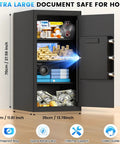 Huge 6.0 Cuft Home Safe Box With Fireproof Waterproof Bag Digital Security Safe With Programmable Keypad in open view
