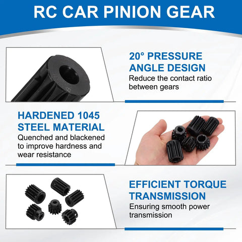 Two Pack Mod 1.5 Pinion Gear 11 Teeth, 8mm Bore, Hardened 1045 Steel With Black Surface Finish, 20 Degree Pressure Angle display