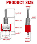 Two Pack SPDT Mini Toggle Switch 3 Pin 2 Position On On 5A 125V And 3A 250V with detailed dimensions