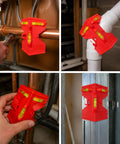 Spirit Level, Pipe Corner, Adjustable Angle Pipe Corner Gauge attached to pipes, measuring angles for plumbing tasks.