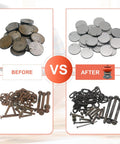 Before and after results of using 18 Lb Vibratory Tumbler Polishing Machine For Metal Parts 120V 60Hz Beefy Motor Delivers Smooth Finish Easy To Use
