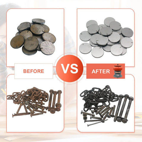 Before and after results of using 18 Lb Vibratory Tumbler Polishing Machine For Metal Parts 120V 60Hz Beefy Motor Delivers Smooth Finish Easy To Use