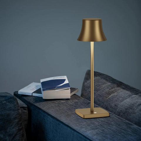 Cordless Table Lamp 2 Pack With 5000mAh Rechargeable Battery Metal USB LED Desk Light on sofa, antiqued gold finish