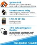 GY6 50cc CDI Kit With Carburetor, Ignition Coil, Rectifier Regulator And Solenoid Relay For 139QMB 4 Stroke Scooters components
