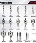 Carbide Hole Saw Kit 19 Piece Set With M35 Cobalt And TiAlN Coated Drill Bits Built Tough 9/16 Inch To 2-1/8 Inch sizes display