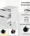 Locking mobile storage cabinet with two drawers, smooth slides, and wheels; ideal for the Boss Ready Three Seat Office Workstation Desk With Secure Locking Rolling Pedestal Designed For No Sweat Team Setup And Chill Collaboration Zones Daily.