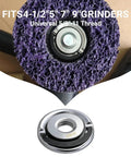 Quick Change Angle Grinder Flange Nuts With Pull Ring Design, Heavy Duty Locking Nuts For Disc Grinders, features a purple disc and universal 5/8-11 thread.