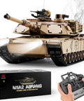 US M1A2 Abrams RC Tank One Sixteenth Scale HengLong 2 4GHz Remote Control Vehicle with packaging and controller