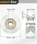 Built Tough V Groove Pulley Wheel Featuring Smooth Zero Friction Glide Crafted From Durable 201 Stainless Steel For Badass Wear Resistance And Straight Up Reliability On Any Indoor Or Outdoor Rig At 10X48X8MM dimensions shown on both sides.