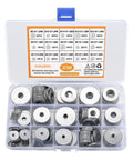 230 Piece Flat Washer Essentials Kit For Electrical Connections And General Repairs Includes Various Size Washers To Fit Screws Nuts And Bolts Distributes Load Prevents Loosening Perfect For Diy Home And Auto Projects. 304 stainless steel washer kit in storage case