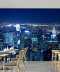 3D Removable Wallpaper Peel And Stick NYC Skyline Night View Wall Mural Dope Modern Decor For Living Room And Bedroom