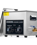 Kick Ass Heavy Duty 2 6 Gallon Ultrasonic Parts Washer With 240 Watt Heating And Manual Knob Controls angled view with temperature and time controls