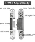 Heavy Duty Hidden Door Hinges Silver 4 Pack 6 Inch Concealed cabinet hardware showing 3-way adjustability details.