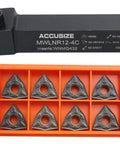 Pro Grade Indexable Turning Tool Holder Kit With Three Quarter Inch Shank And Five Inch Length Includes Ten Carbide WNMG432 Inserts Right