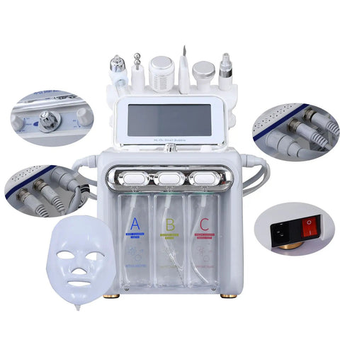7 In 1 Facial Care Machine With Mask For At Home Spa Use Dope Multifunctional Skin Rejuvenation Device with easy touch panel.