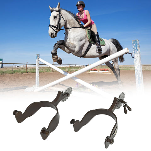 Western Antique Spurs For Horse Riding Hand Engraved Low Carbon Steel Spurs With Brass Inlays 75 To 78mm Adjustable