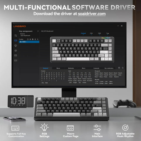 Screenshot of multi-functional software driver for Compact 75 Percent Wireless Mechanical Gaming Keyboard with Hella Smooth Triple Connection Modes And A Massive Ten Thousand Milliamp Hour Battery That Keeps Your Killer Setup Gliding Through Epic Sessions Without Breaking The Bank Or The Vibe.