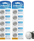 Solid As A Rock 3V CR2032 Lithium Batteries 10 Pack Heavy Duty Coin Cell for electronics, showing ten batteries on packaging.