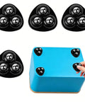 Butter Smooth Mini Ball Caster Wheels Set Of 4 With 360 Degree Swivel and Universal Plates For Zero Friction Furniture Sliding And No Sweat Storage Solutions Black mounted on a blue box.