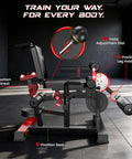 Heavy Duty Leg Extension And Curl Machine Featuring Instant Pull Pin Adjustments For Seamless Mode Swaps, showing detailed settings and adjustments.