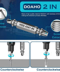 Damaged Screw Extractor Kit With Six HSS 4341 Extractors And Three Twist Drill Bits For Stripped Screws DIY Friendly Tool Set That Makes Quick Work Of Repair Jobs Great Gift For Men showing screw extractor illustration