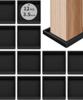 Non Slip Square Rubber Furniture Pads Three And A Half Inch Caster Cups Set Of Twelve For Hardwood Tile Laminate And Carpet Floor Protection Heavy Duty Anti Scratch Guards shown with wooden furniture leg in pad