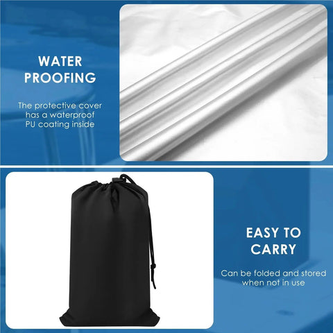 Center Console Boat Dust Cover With Oxford Cloth Waterproof Fabric in storage bag highlighting its waterproof and portable features