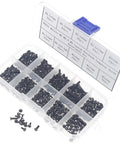 Premium Quality 500 Piece Metric Flat Head Laptop Screw Assortment Kit providing ten essential sizes in clear organizer.