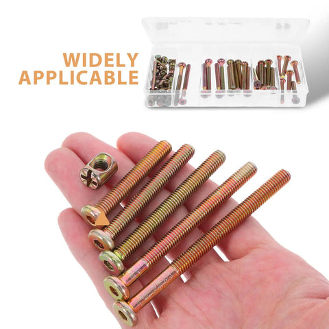 49Pc M6 Hex Socket Head Cap Screws And Barrel Nut Set, 40-80mm Lengths in hand with organizer box