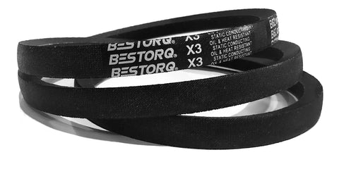 C81 Classic Wrapped Rubber V Belt X3 Fabric Wrapped For High Performance Machinery, Black, 85 Inch Outside Circumference, Pack Of 2