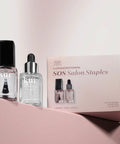 Instant Smudge Fix For Nails Smooths Dents And Imperfections Quick Dry Top Coat Booster Prime Manicure Glow Up Pack with two bottles.