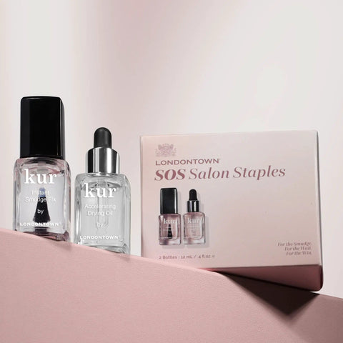 Instant Smudge Fix For Nails Smooths Dents And Imperfections Quick Dry Top Coat Booster Prime Manicure Glow Up Pack with two bottles.