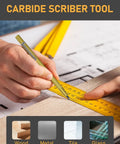 Heavy Duty Carpenter Pencil Set With Rugged Mechanical Leads And Premium 2B Graphite Refills For Woodworkers and DIY Builders using a carbide scribe tool.