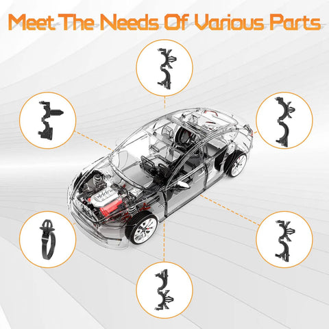 60 Pcs Automotive Wire Loom Clips Set With 5 Size Options From Three Eighths To Three Quarters Of An Inch on transparent car model