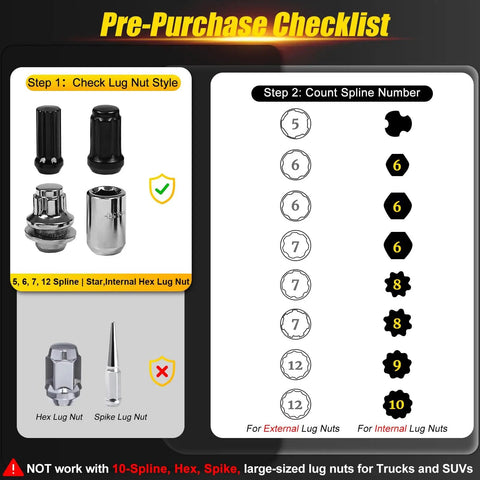 Heavy Duty Must Have Locking Lug Nut Master Key Set 16 Piece For Spline And Star Style Lug Nuts With Five Six Seven Twelve Spline Keys