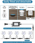 Diagram showing installation of 16 Pack Recessed LED Deck Light Kits 12V Low Voltage Outdoor Step Lights IP67 Waterproof