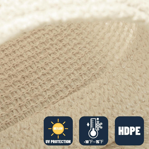 Close-up of Butter Cream 10 Ft By 13 Ft Sun Shade Sail UV Blocking For Backyard Deck Patio Garden And Outdoor Spaces Breathable HDPE