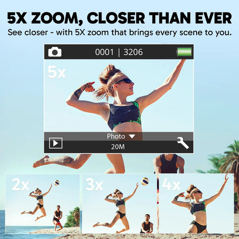 Ek7000 Pro 4K 30FPS Action Camera Bundle 5X Zoom feature volleyball players on beach demonstration